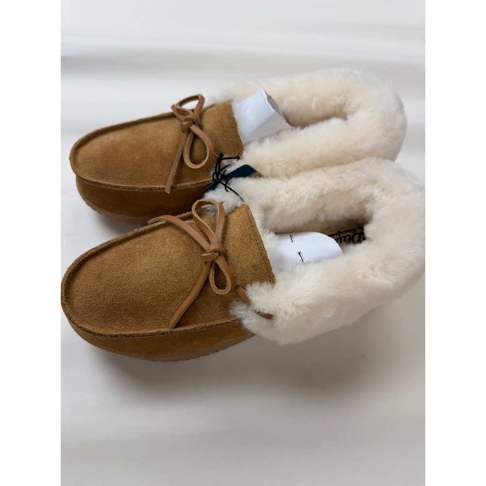 Dearfoams Genuine Suede & Shearling Slippers Sz 6.5 Narrow